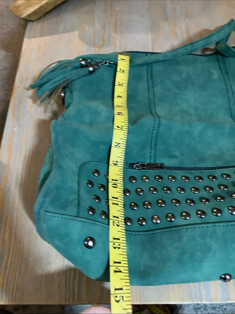 Teal Studded Women's Shoulder Bag